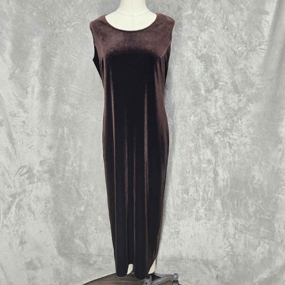 R&M Richard Velvet Maxi Dress Women 8 Brown Sleeveless Sheath Witchy Grunge Slit